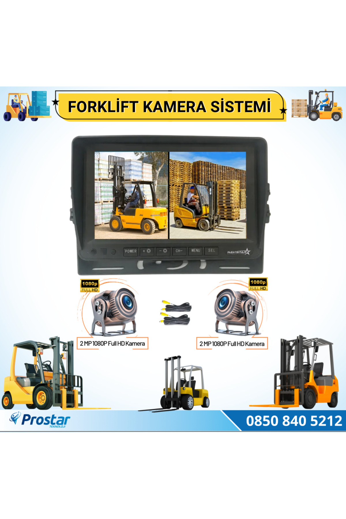 Forklift7-2 مجموعه دوربین فیلمبرداری ریچ تراک با 2 دوربین و مانیتور 7 اینچی  ایران ریچ کیدز | Navistar