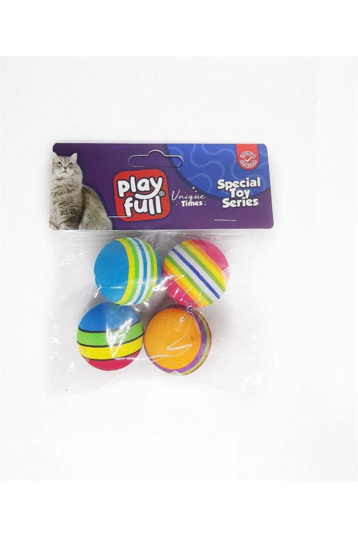 687645 اسباب بازی گربه توپ اسفنجی رنگارنگ بسته 3.5 سانتی متری 4 تایی  ایران ریچ کیدز | PLAYFULL