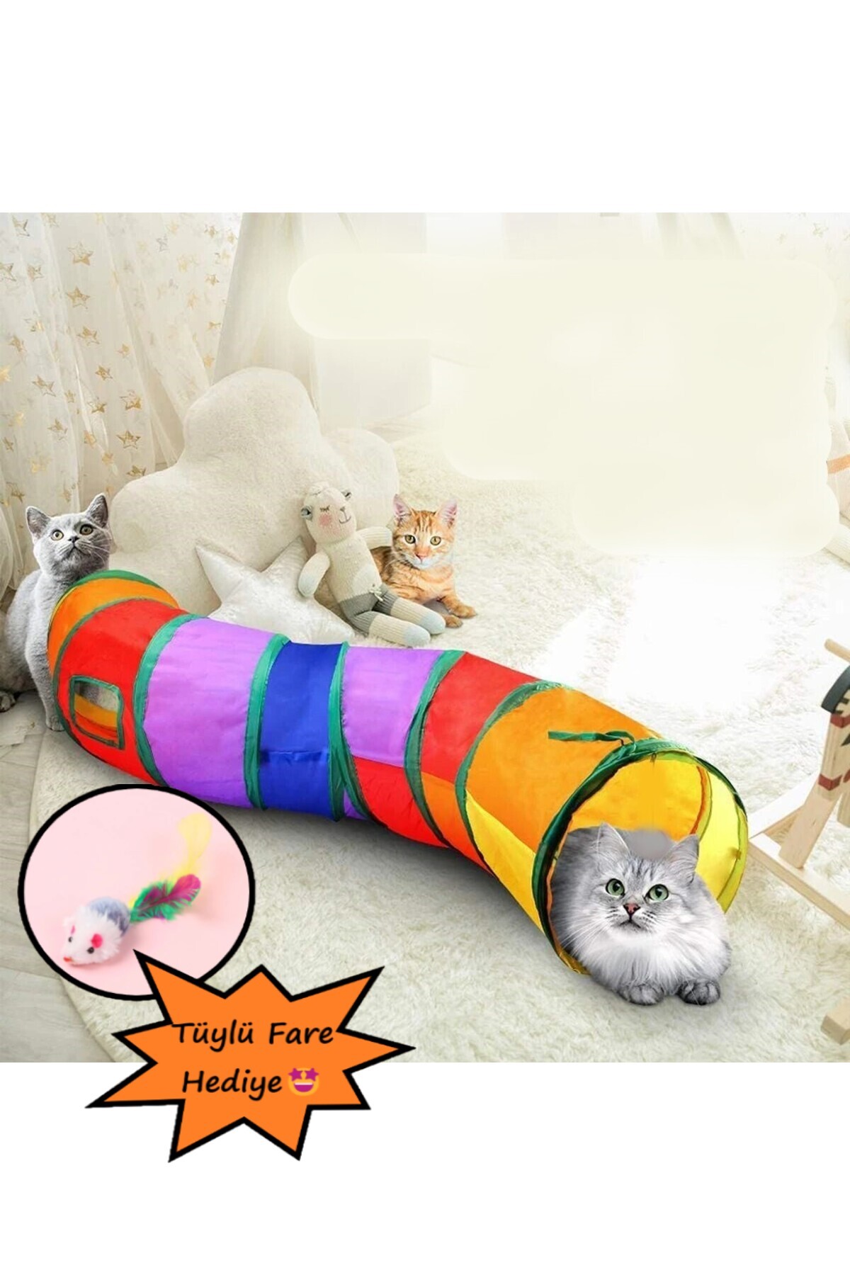 df441 تونل منحنی گربه تاشو Rainbow S منحنی گربه سگ بازی تونل Pet Play Tunnel  ایران ریچ کیدز | Duffa