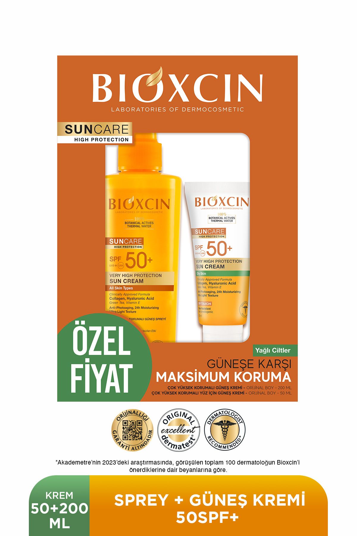 TYCN9772YN171662568997855 کرم ضد آفتاب صورت با SPF 50 ضد آفتاب 50 میلی لیتر پوست ترکیبی چرب + اسپری ضد آفتاب بدن 200 میلی لیتر  ایران ریچ کیدز | Bioxcin