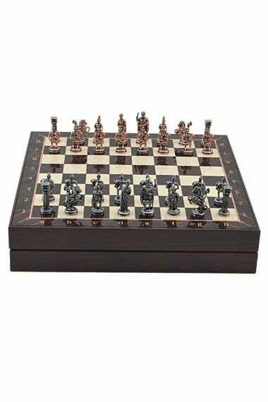 830285 ست شطرنج رومی فلزی سایز متوسط ​​گیفتهوم تخته ام دی اف طرح دار آنتیک و گردو با کیف (36x36x6 سانتی متر. مردانه|زنانه ایران ریچ کیدز | Gift Home