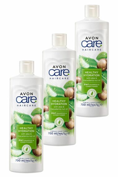 SAMPUAN1044-3 شامپو و نرم کننده مراقبت از مو 700 میلی لیتری Care Aloe Vera and Macadamia Nut Oil. مجموعه سه تایی زنانه ایران ریچ کیدز | Avon